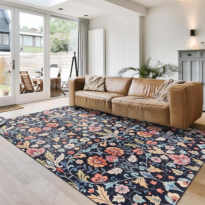 Gertmenian Indoor Boho Area Rug | Home Decor for Entryway, Bedroom, Living Room, Office, Kitchen | Non Slip, Soft, Printed Accent Rugs | Verner, Multi, 6x9 Medium, 24625
