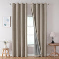 Joydeco Blackout Curtains 63 Inches Long 2 Panels Burg, Room Darkening Curtains for Bedroom, 100% Black Out Textured Thermal Drapes Privacy Protection 2 Panels Set(W52 x L63 Inch, Linen)