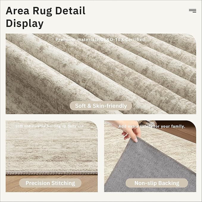 Runner Rug 2'x10' Washable Non-Slip Runner Rugs for Kitchen Bathroom Laundry Room Beige Vintage Floor Carpet Runners for Hallway Entryway