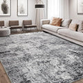 Area Rug Living Room Rugs - 7x9 Large Soft Indoor Neutral Modern Abstract Low Pile Washable Rug Carpet for Bedroom Dining Room Farmhouse Home Office - Grey