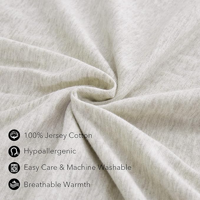 Oubonun 100% Jersey Cotton Body Pillow Cover with Zipper - Luxury Soft Removable Pillow Case - Long Fuzzy - Knitted (Cream, 21"X54")