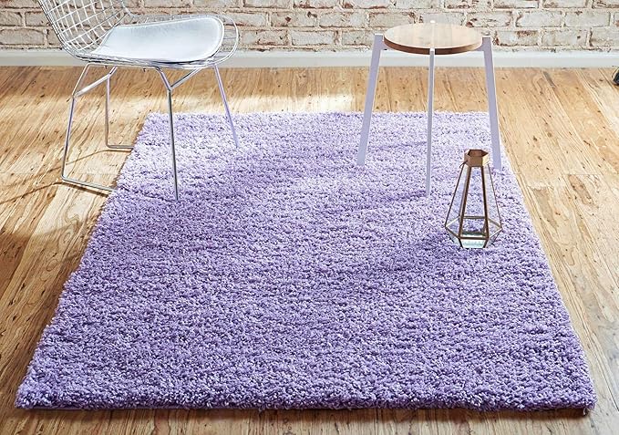Unique Loom Solid Shag Collection Area Rug (4' 1" x 6' 1" Rectangle, Lilac)