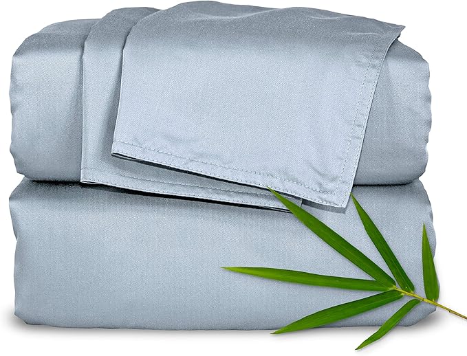 Pure Bamboo California King Sheets, Genuine 100% Organic Viscose Derived from Bamboo Bed Sheet Set, Soft & Cooling, Double Stitching, 2 Year Quality Promise (California King, Sterling Blue)