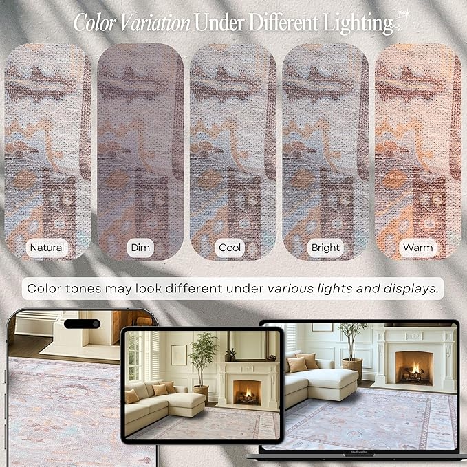 Fame Rugs Brown Modern Oushak Rug 2x3, Vintage Doormat Turkish Colorful Oriental Antique Inspired Washable Small Area Rug, Luxury Living Room Bedroom (382MB, 2' x 3')