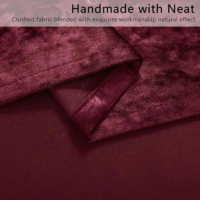 SMILETIME Burgundy Red Crushed Velvet Curtains 52x96inch Rod Pocket Luxurious Thermal Insulated Soundproof Drapes Soft and Durable Light-Filtering Window Treatments for Living Room Bedroom, 2 Panels