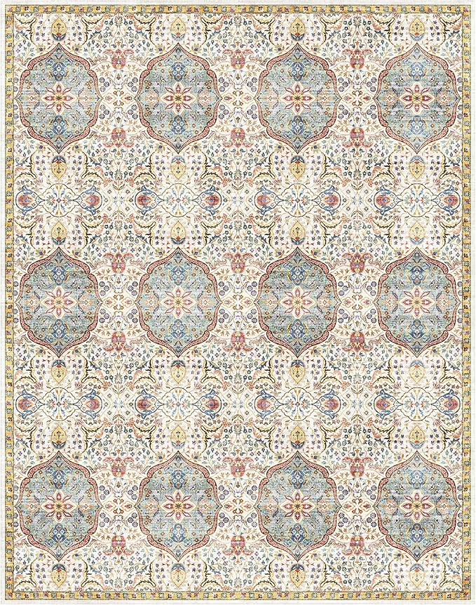 Gertmenian Indoor Bohemian Area Rug - 9x13 Extra Large, Non-Shedding, Ideal for High Traffic in Living Room, Bedroom, Entryway - Moroccan, Beige/Sand, 26830