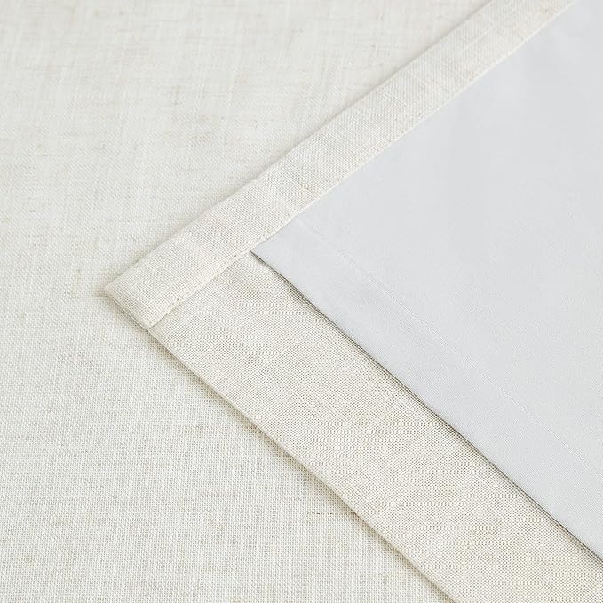 Vision Home Natural Linen Full Blackout Curtains for Bedroom Living Room Darkening Energy Efficient Window Panels 72 inch Thermal Insulated Rod Pocket Back Tab Linen Drapes 56" Wx72 Lx2