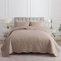 HoneiLife Queen Quilt Bedding Set - Microfiber Quilt Sets for Queen Bed, 3-Piece Lightweight Bedspreads,Reversible Coverlets Rustic Bedlinen Sets, Floral Bedding Set All Season Quilts-Dark Khaki