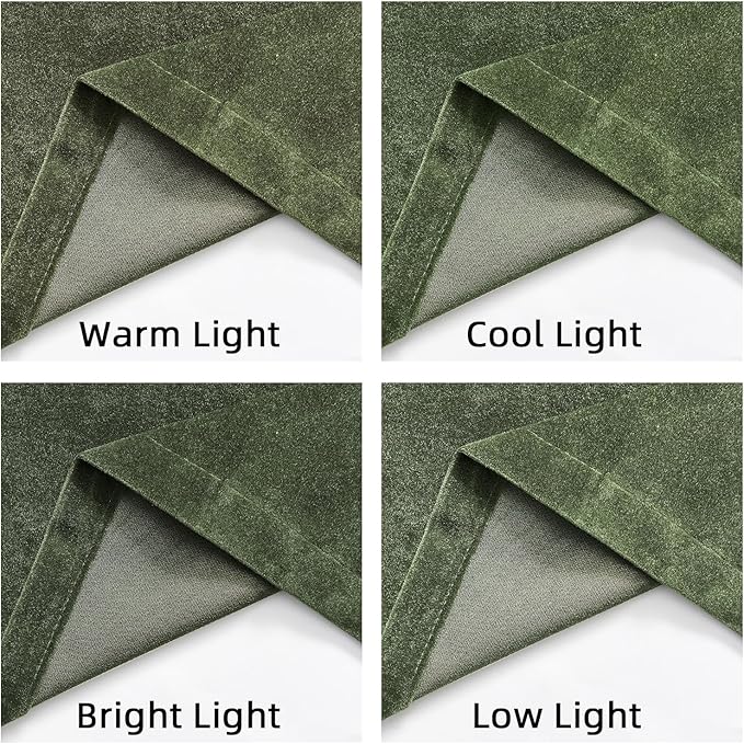 Joydeco Customized Velvet Curtains for Bedroom & Living Room, Heavy Duty Luxury Thermal Insulated Olive Green Velvet Curtains Rod Pocket 1 Panel, Custom Size