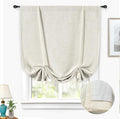 DriftAway Double Layer Linen Blackout Tie Up Curtains Thermal Insulated Fully Lined Balloon Roman Shade Bathroom Window Adjustable Rod Pocket for Small Window 39 Inch by 55 Inch Light Linen