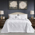 CHIXIN Bedspread Coverlet Set Queen Size - Lightweight Bedding Cover - Beautiful Stitching - 5 Piece Reversible Bedspread - Gorgeous Damask Paisley Pattern (Queen, Pure White)