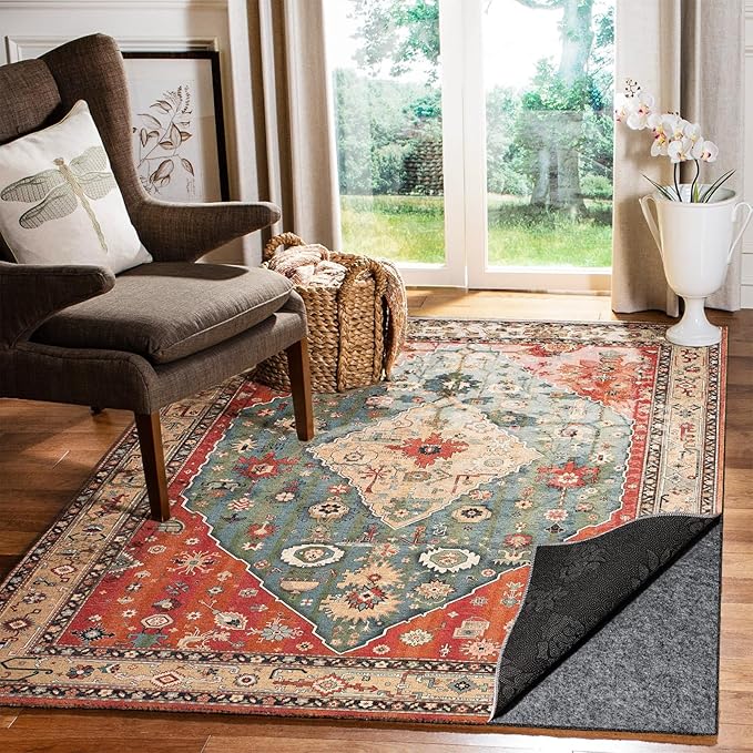 Waterproof Rug Pad, 9x12 Ft Under Area Rug Carpet Pad, Non Slip Rug Pads for All Floors and Hardwood Floors Finishes, Keep Carpets in Place Soft and Prevent Rug from Wrinkling or Buckling