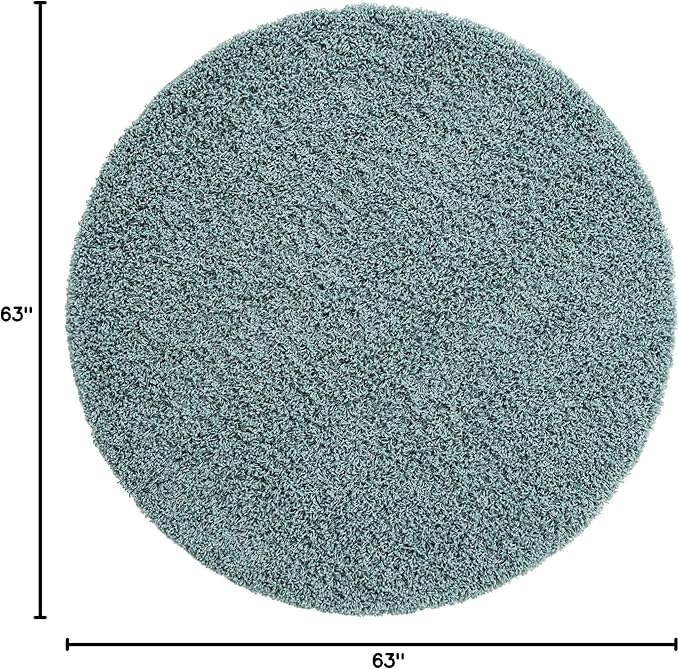 Unique Loom Solid Shag Collection Area Rug (5' 3" Round, Light Slate Blue)