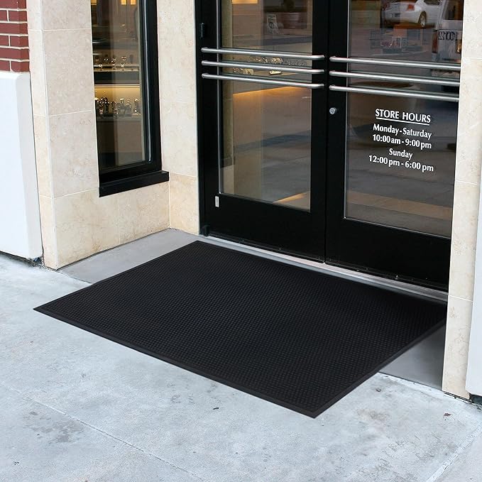 Guardian Easy Step Scraper 4X6 (45in x 69in) Indoor/Outdoor, Heavy-Duty, Solid Rubber Floor Mat,Black