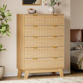 46" Tall Dresser for Bedroom, 6-Drawer Fluted Chest of Drawers, Modern Wood Highboy with Deep Storage, Metal Slides and Handles, Anti-Tip Kit, Vertical Clothes Organizer for Apartment, Nursery