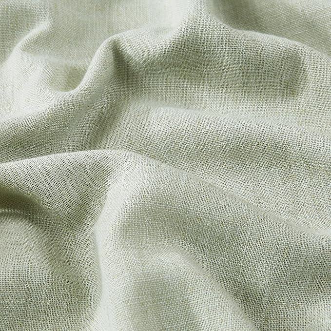 Vision Home Green Linen Full Blackout Curtains for Bedroom Living Room Darkening Soundproof Window Curtains 102 inch Thermal Insulated Rod Pocket Back Tab Linen Drapes 2 Panels 56" Wx102 L
