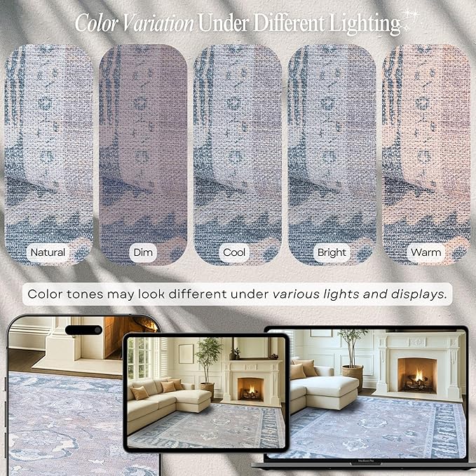 Fame Rugs Gray Modern Oushak Rug 8x10, Vintage Turkish Colorful Oriental Washable Antique Inspired Large Area Rugs, Luxury Living Room Bedroom (389GBB, 7'6 x 10')