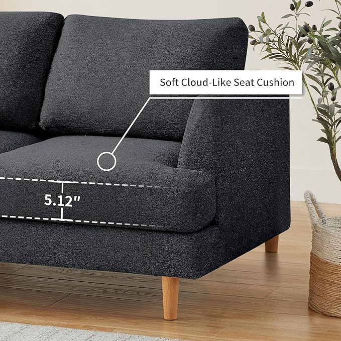 Loveseat Sofa 56", Small Couches for Small Spaces, Mid Century Love Seat Couches for Living Room, Upholstered 2-Seater Deep Couch for Bedroom, Apartment, Dark Grey