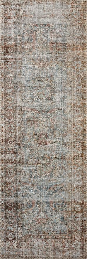 Loloi Chris Loves Julia Jules Collection JUL-05 Lagoon/Brick 2'-6'' x 9'-6'', .13" Pile Height, Runner Rug