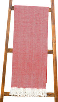 Alashan Cashmere Cotton Acrylic Adirondack Herringbone Woven Throw - Throw Blanket - Carmine