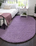 Unique Loom Solid Shag Collection Area Rug (3' 3" x 5' 3" Oval, Lilac)