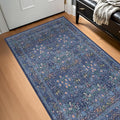 Vintage Dark Blue 3x4 Entryway Rug, Washable Small Area Rugs for Kitchen, Bedroom, Oriental Low Pile Stain Resistant Non-Slip Large Rug