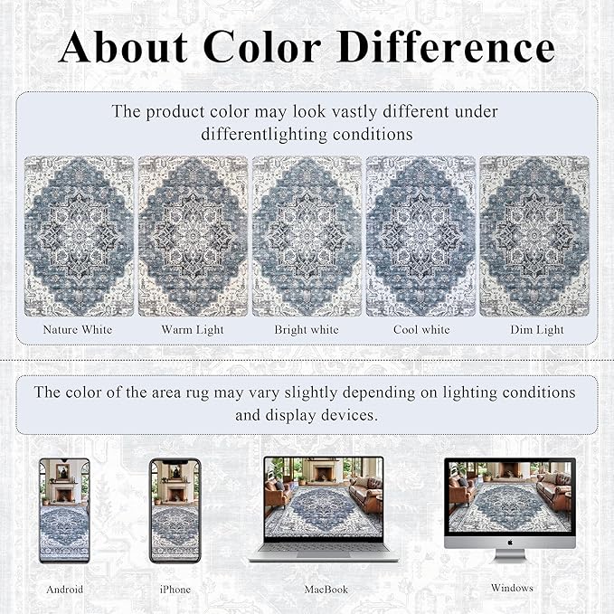 2x6 Vintage Runner Rug Low Pile Runners Non-Slip Machine Washable Rug Retro Distressed Print Lightweight Carpet for Hallway Kitchen Living Room Bedroom Laundry Room
