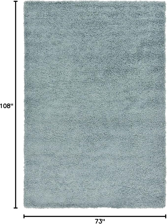 Unique Loom Solid Shag Collection Area Rug (6' 1" x 9' Rectangle, Light Slate Blue)