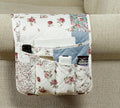Brilliant Sunshine Pink Rose Patchwork Couch Armrest 5 Pockets Organizer, Slip Resistant Recliner Armchair Caddy, Washable Remote Controls Holder, Storage for Magazine, Tablet, Phone, iPad, Pink Blue