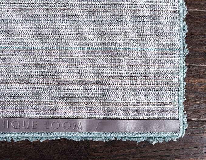 Unique Loom Solid Shag Collection Area Rug (5' 1" x 8' Rectangle, Light Slate Blue)