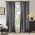 Dark Grey Pinch Pleated Blackout Curtains 108 Inches Long for Bedroom 100% Black Out Thick Linen Dual Layer Pleated Drapes Farmhouse Country Charcoal Gray 108 Inch Curtain for Dining Living Room