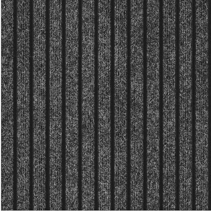 Ottomanson 2' x 20' Hallway Runner with Scraper Pile Extra Durable Non-Slip Rug Mat for Indoor & Outdoor Use - Ideal for Kitchen, Entryway, Patio & Garage - High-Traffic Carpet, Black