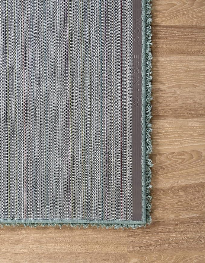 Unique Loom Solid Shag Collection Area Rug (6' 1" x 9' Rectangle, Light Slate Blue)