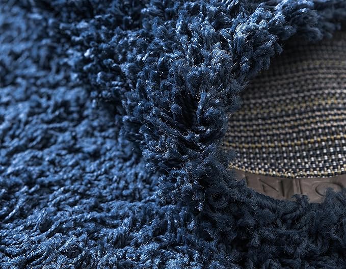 Unique Loom Solid Shag Collection Area Rug (2' 2" x 6' 5" Runner, Sapphire Blue/ Navy Blue)