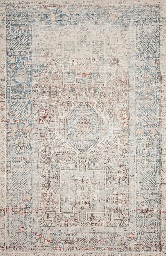 Loloi Chris Loves Julia Jules Collection JUL-07 Natural/Ocean 9'-6'' x 14', .13" Pile Height, Area Rug