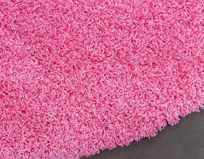 Unique Loom Solid Shag Collection Area Rug (6' 1" Round, Taffy Pink)