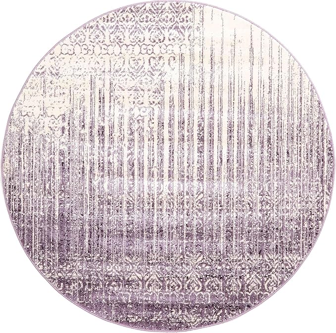Unique Loom Del Mar Collection Area Rug - Jennifer (6' 1" Round, Purple/ Ivory)