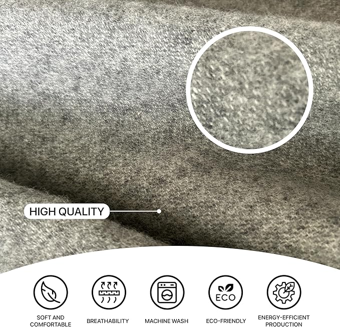 New Zealand Virgin Wool Throw Blanket, Indoor & Outdoor, Soft Blanket with Fringes, 55 x 79 in (140 x 200 cm)