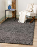 Unique Loom Solid Shag Collection Area Rug (4' 1" x 6' 1" Rectangle, Graphite Gray)
