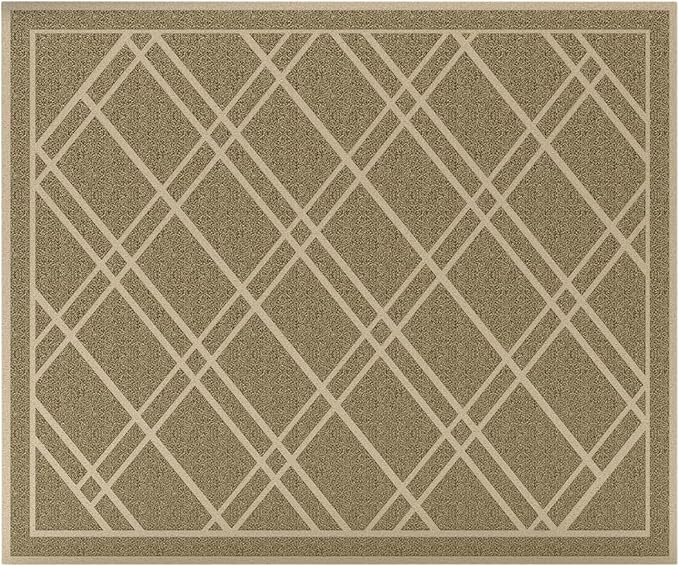 SlipToGrip Universal Door Mat, Plaid Design - Khaki, 42 x 35 - Anti Slip, Durable and Washable, Outdoor and Indoor Floor Welcome Mat - Front Door, Dust Absorbent