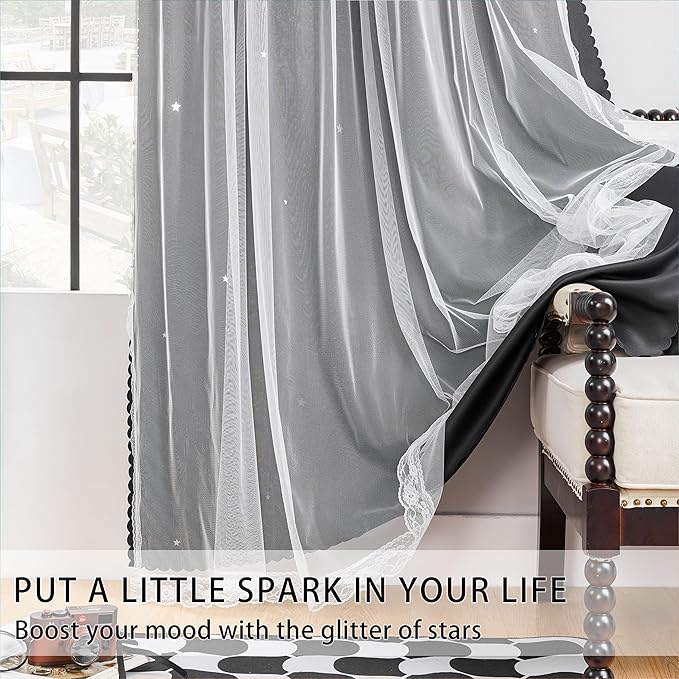 XiDi Blackout Curtains for Bedroom, Bedroom Drapes for Kids, Unicorn Curtains for Girls Room, Black Out Curtains for Living Room 96 inchs Long 52 inches Wide 1 Panel Black