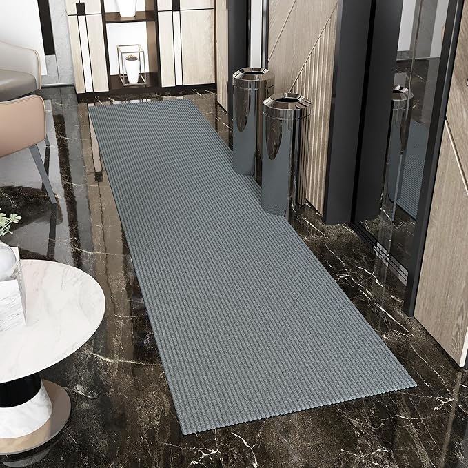 Ottomanson 3'11" x 12' Hallway Runner with Scraper Pile - Extra Durable Non-Slip Rug Mat for Indoor & Outdoor Use - Ideal for Kitchen, Entryway & Garage - High-Traffic Carpet, Gray