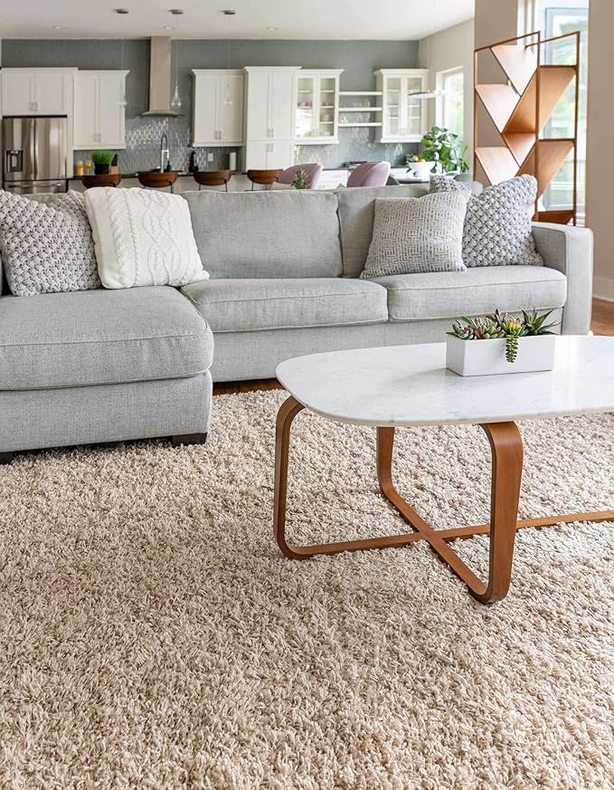Unique Loom Solid Shag Collection Area Rug (5' 3" x 8' Rectangle, Taupe)