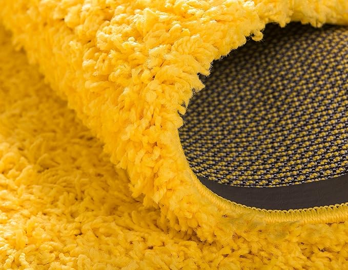 Unique Loom Solid Shag Collection Area Rug (2' 6" x 13' 1" Runner, Tuscan Sun Yellow)