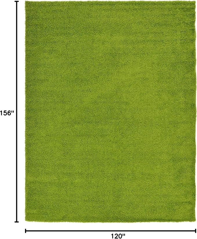 Unique Loom Solid Shag Collection Area Rug (10' x 13' Rectangle, Grass Green)