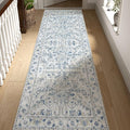 jinchan Lima Hallway Runner Rug 2x10 - Kitchen Washable Rug Floral Runner Non Slip with Rubber Backing Ultra-Thin Vintage Carpet for Bedroom Laundry Room Living Room (2x10ft, Blue)
