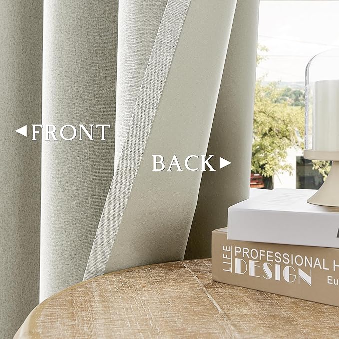 ChrisDowa 100% Blackout Greyish Beige Solid Curtains 84 Inches Long 2 Panels for Bedroom Living Room,Farmhouse Room Darkening Thermal Insulated Soundproof Grommet Top Window Treatment Drapes,52x84
