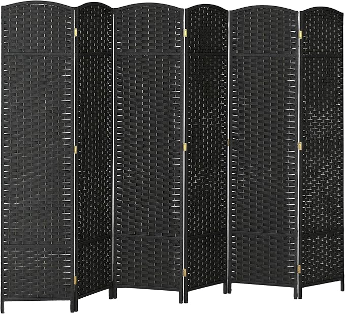 HOMCOM Room Divider, 6 Panel Folding Privacy Screen, 5.6' Tall Freestanding Wall Partition for Home Office, Bedroom, Black