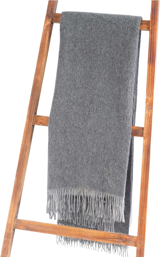 Alashan Cashmere Blend Double Faced Throw-Super Soft and Luxe Fabric- Perfect for Cozy Nights! 95% Merino Wool/5% Cashmere, 50" x 70", Great Gift Item. - Charcoal & Ash