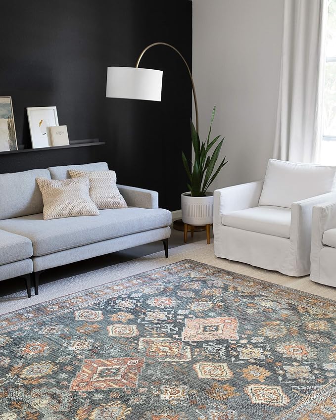 Loloi Skye Collection SKY-10 Sea/Rust 8'-0" x 8'-0" Round Area Rug